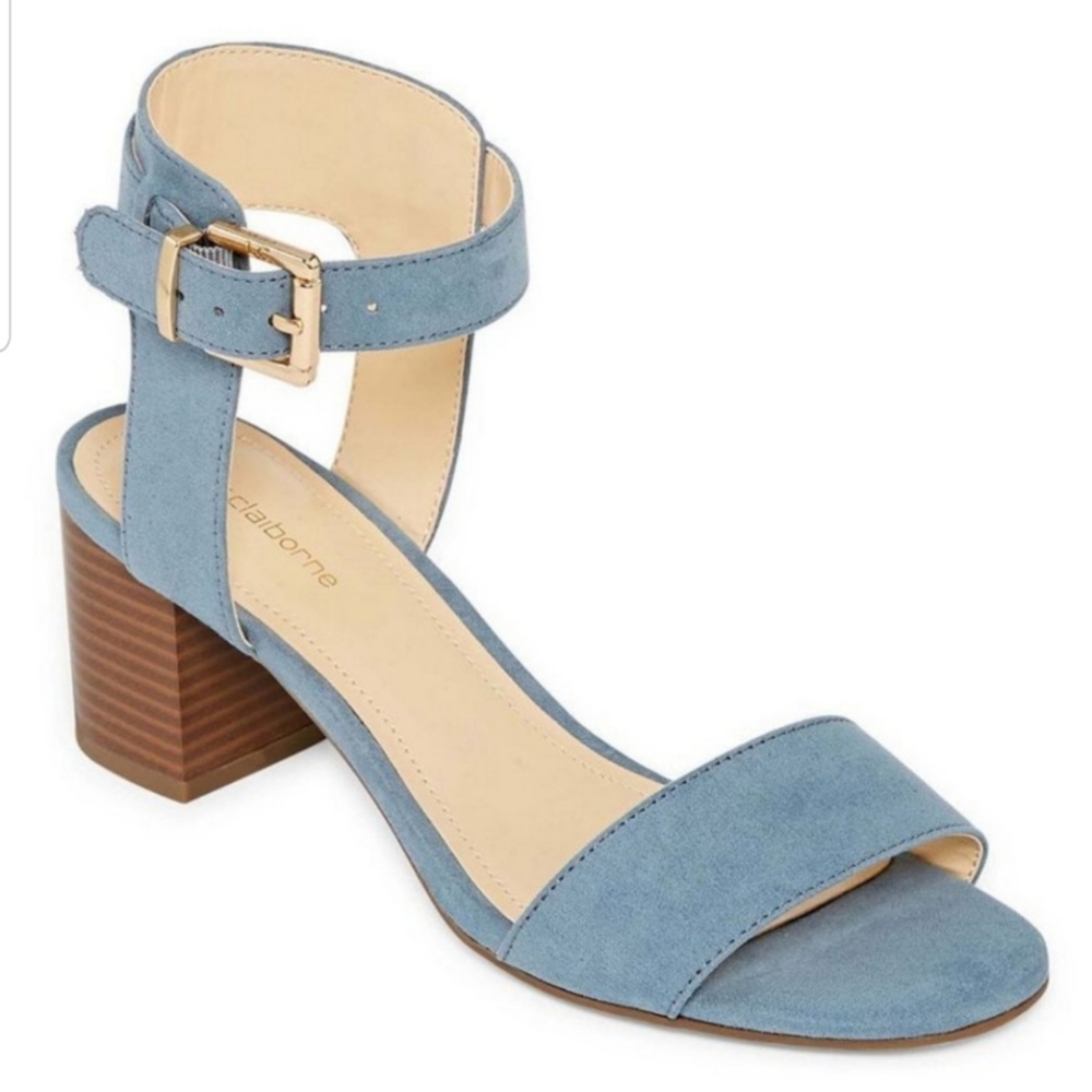 Liz Claiborne Blue Block Healed Ankle Strap Sandal